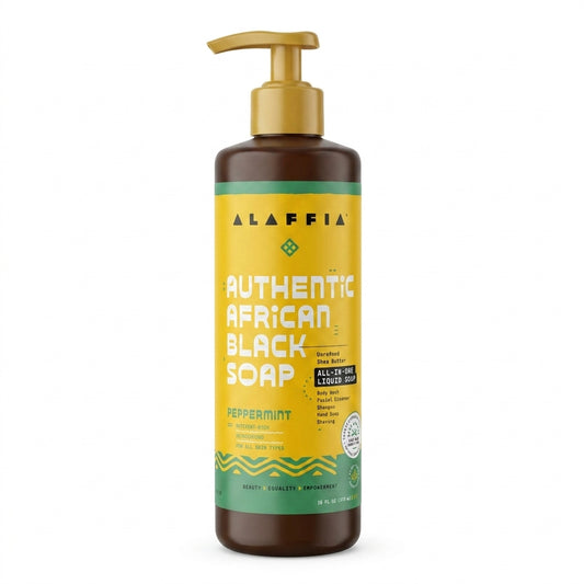 Authentic African Black Soap All-In-One - Peppermint, 16 oz — product on white background