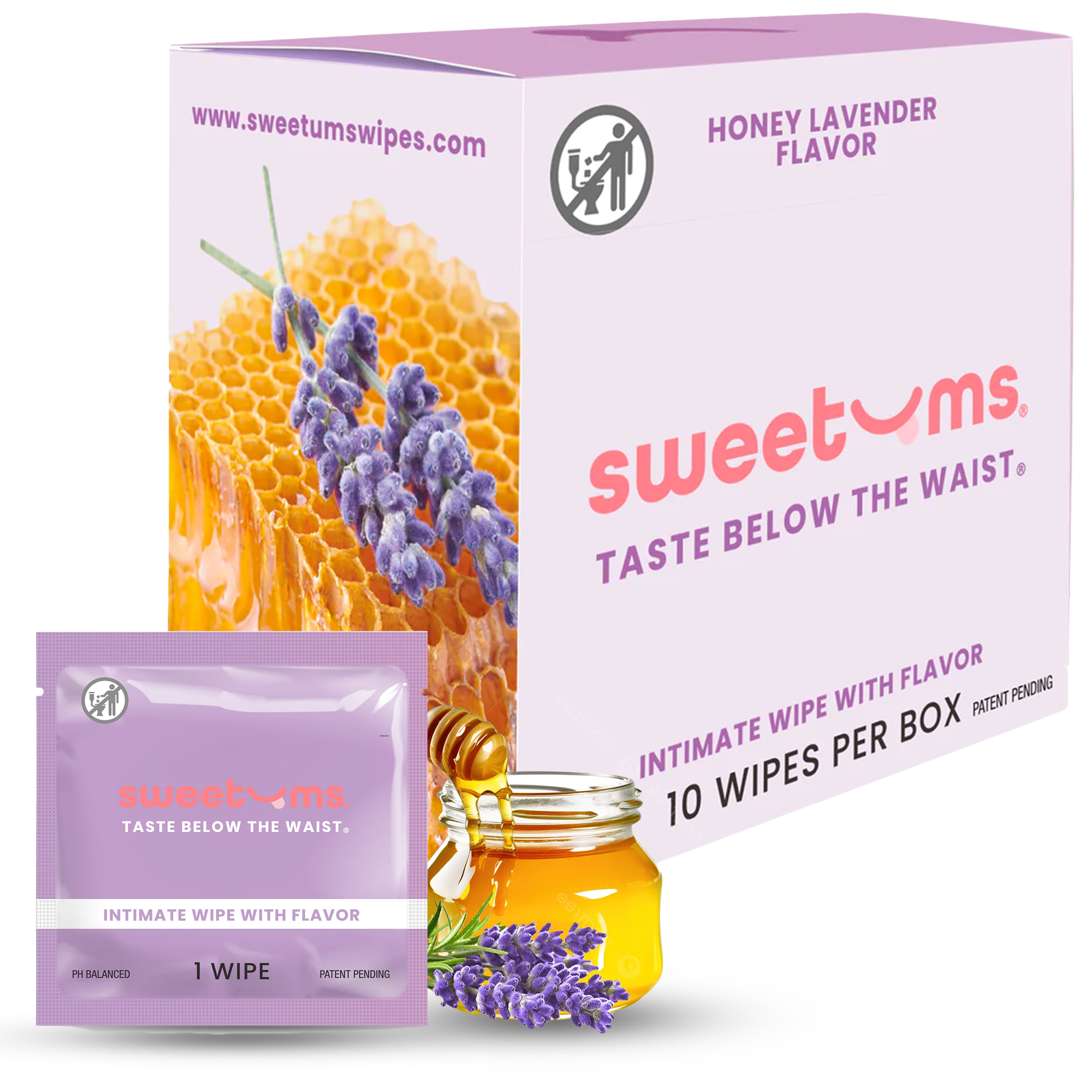 Sweetums Honey Lavender Flavored Intimate Wipes