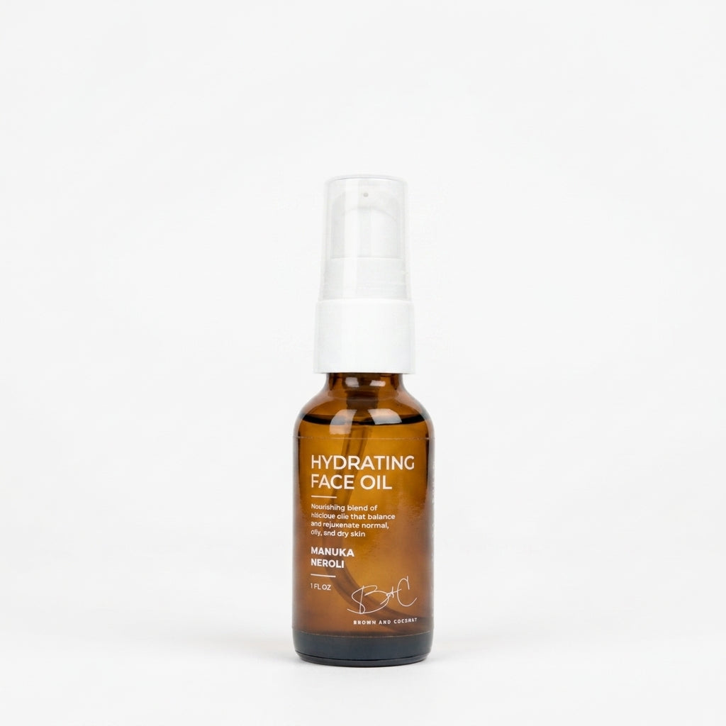 Brown and Coconut Hydrating Face Oil — product on white background