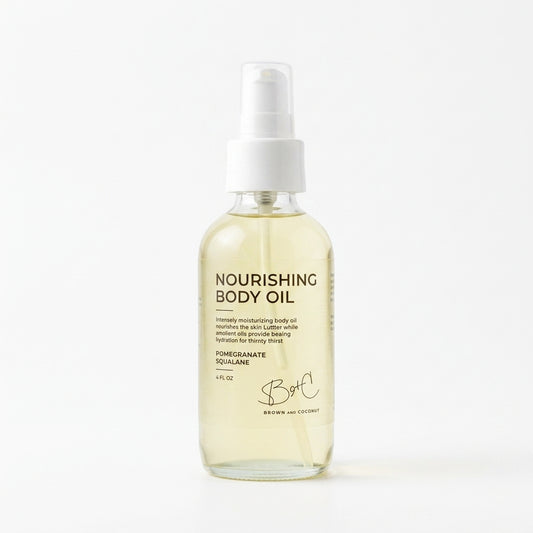 Brown and Coconut Nourishing Body Oil — product on white background