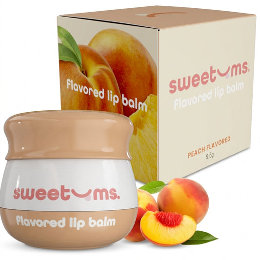 Sweetums Peach Flavored Lip Balm — product on white background